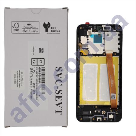 Дисплей Samsung сервисный A202 Galaxy A20e чёрный + рамка GH82-20186A