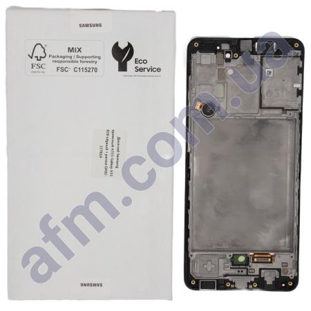 Дисплей Samsung сервисный A315 Galaxy A31 2020 чёрный + рамка GH82-22761A