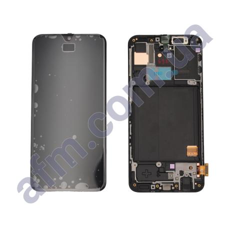 Дисплей Samsung сервисный A405 Galaxy A40 2019 чёрный + рамка GH82-19672A