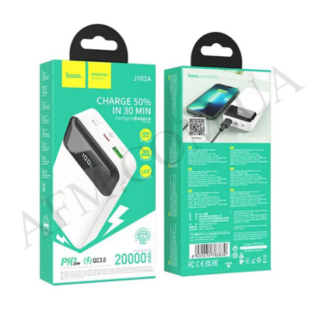 Внешний аккумулятор (Power Bank) Hoco J102A PD20W + QC3.0 (20000 mAh) белый