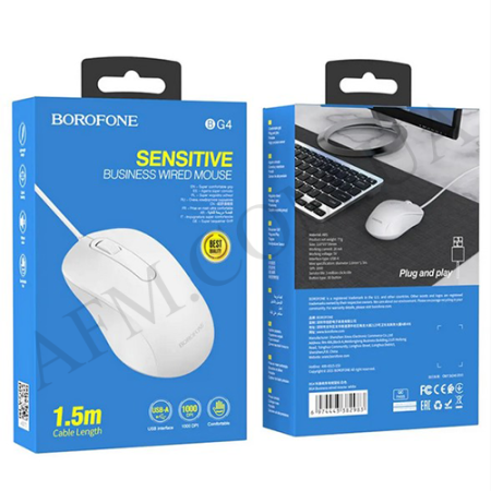 Мишка для комп'ютера провідна Borofone BG4 біла