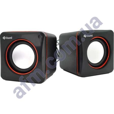 Колонки компьютерные Kisonli V400 RGB стерео з регулюванням звуку 3.5 + USB чорна