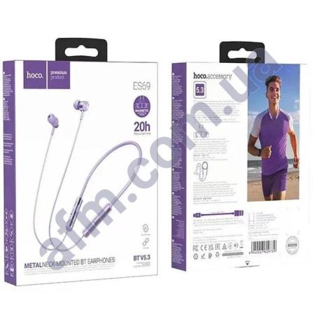 Навушники беспроводные Hoco ES69 Platinum Sport фіолетові