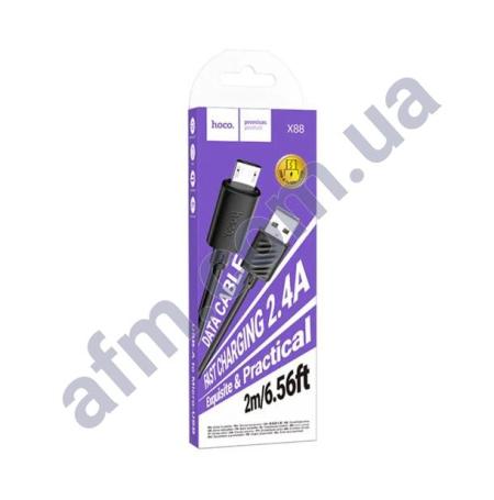 USB кабель Hoco X88 Gratified 2.4A Micro USB (2000mm) чорний