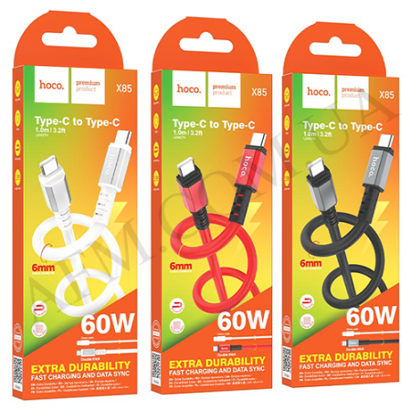 USB кабель Hoco X85 Type-C to Type-C (1000mm) білий