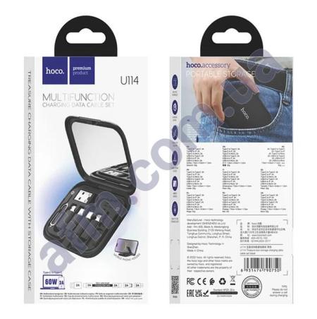 USB кабель Hoco U114 6 в 1 3A (0.28m) чорний