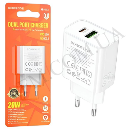 СЗУ блок Borofone BA88A PD20W+QC3.0 білий