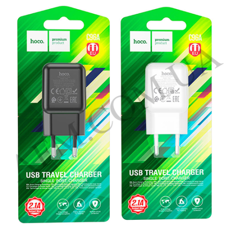 СЗУ блок Hoco C96A (1USB/ 2.1A) чорний