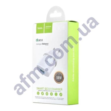 СЗУ блок Hoco C12Q (1USB/ 3A/ QC 3.0/ 18W) білий