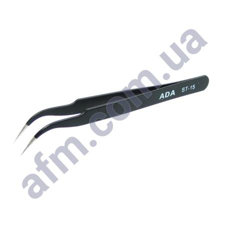 Пинцет изогнутый Aida 7-SA ESD (ST-15) чёрный,  антистатическое покрытие