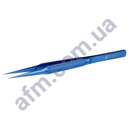 Пинцет в футляре титановый BT-11 прямой с рифлёными ручками