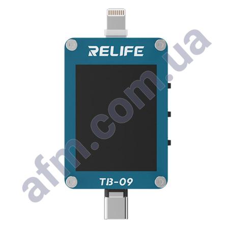 Тестер разъёмов питания Relife TB-09 Type-C/ Lightning с ЖК дисплеем и встроенным АКБ