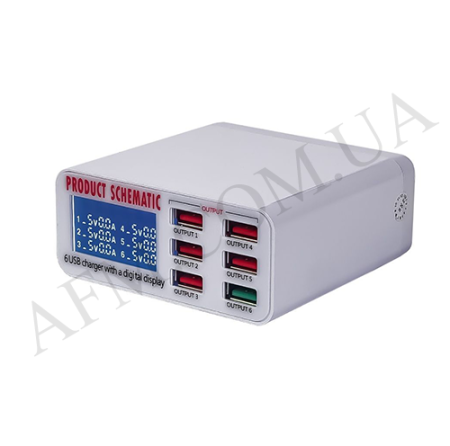 Зарядная станция WLX-896 (Fast Charge 3.0,  цифровая индикация параметров зарядки,  6 USB,  40W)