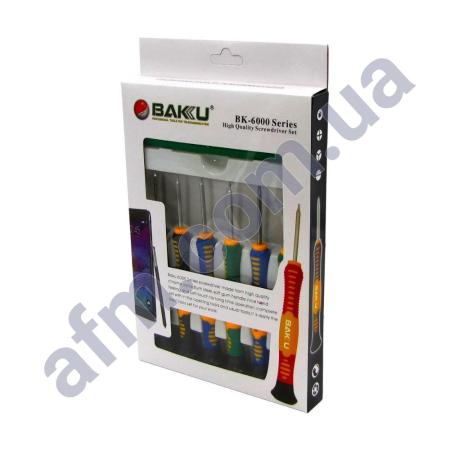 Набор инструментов Baku BK-6000-E(отвёртки:Т2, Т4, Т5, Т6, "звезда0.8,  крест1.2, 2-х стор.лоп., скальп