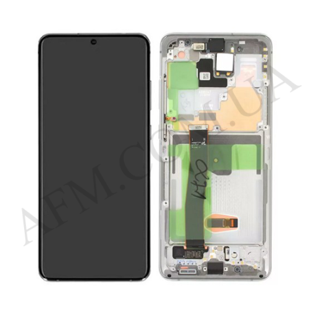 Дисплей Samsung G988 Galaxy S20 Ultra OLED (Small LCD) чорний + рамка срібна Cloud White!