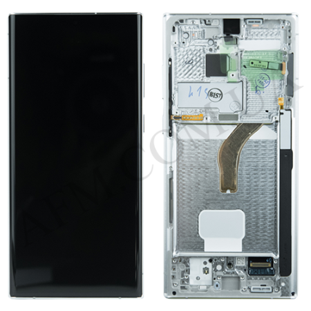 Дисплей Samsung сервісний S908 Galaxy S22 Ultra 5G білий + рамка GH82-27489C