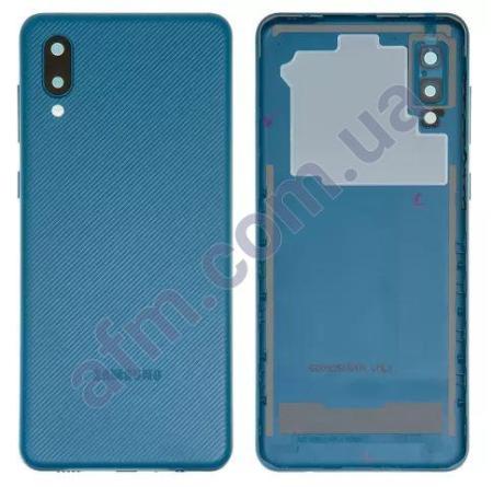 Задняя крышка Samsung A022 Galaxy A02 синяя Blue + стекло камеры