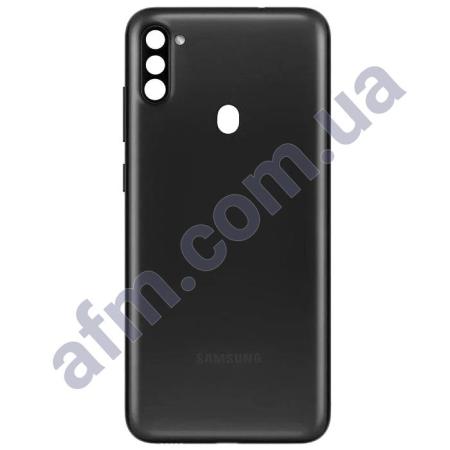 Задняя крышка Samsung A115 Galaxy A11 чёрная Black + стекло камеры