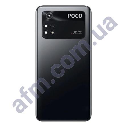 Задняя крышка Xiaomi Poco M4 Pro 4G чёрная,  Power Black + стекло камеры