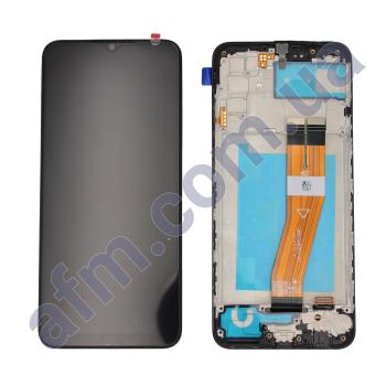 Дисплей Samsung сервисный A025F Galaxy A02S (161*72) чёрный + рамка GH81-18456A