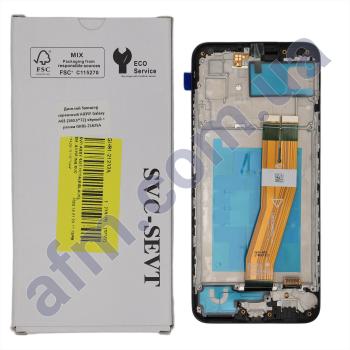 Дисплей Samsung сервісний A035F Galaxy A03 (160.5*72) чорний + рамка GH81-21625A