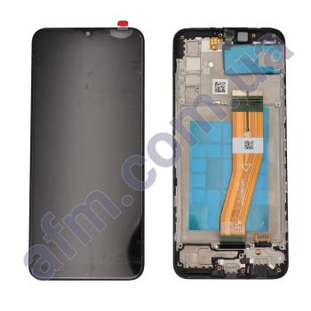 Дисплей Samsung сервисный A035G Galaxy A03 (163*72) чёрный + рамка GH81-21626A