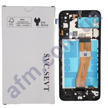 Дисплей Samsung сервисный A042 Galaxy A04E чёрный + рамка GH82-25250A