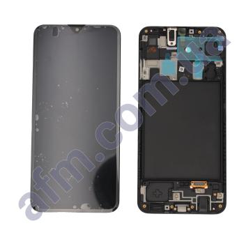 Дисплей Samsung сервисный A205 Galaxy A20 2019 чёрный + рамка GH82-19571A!