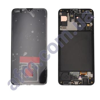 Дисплей Samsung сервисный A307 Galaxy A30s 2019 чёрный + рамка GH82-21190A