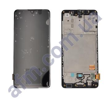 Дисплей Samsung сервисный A415 Galaxy A41 чёрный + рамка GH82-22860A