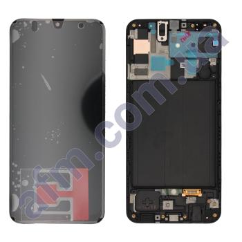 Дисплей Samsung сервисный A505 Galaxy A50 2019 чёрный + рамка GH82-19204A