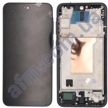 Дисплей Samsung A356 Galaxy A35 TFT (без Touch ID) чорний + рамка синя