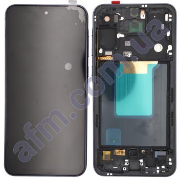 Дисплей Samsung A556 Galaxy A55 TFT (без Touch ID) чорний + рамка синя