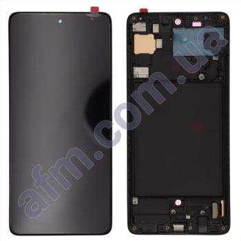 Дисплей Samsung A715 Galaxy A71 OLED чёрный + рамка