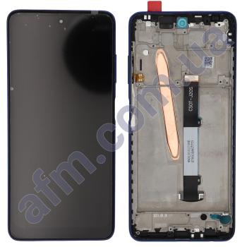 Дисплей Xiaomi Poco X3/ X3 NFC/ X3 Pro чёрный + рамка синяя