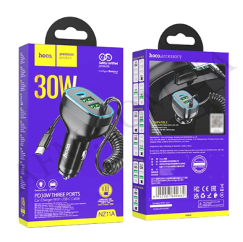 АЗУ блок Hoco NZ11A (2USB/ Type-C PD30W) + кабель Type-C чёрный