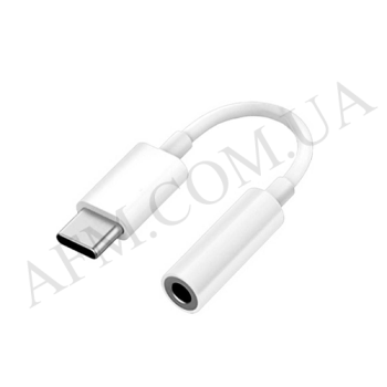 Переходник Type-C на Aux 3.5mm (работают при отсутствии разъёма Aux 3.5) белый