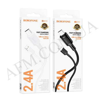 USB кабель Borofone BX111 Micro USB 2.4A белый