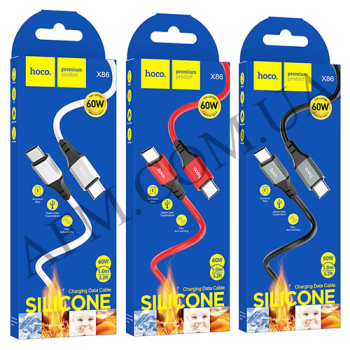 USB кабель Hoco X86 Type-C to Type-C 60W (1000mm) чорний