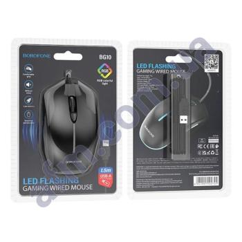 Мишка для комп'ютера провідна Borofone BG10 Soaring Game Luminous чорна