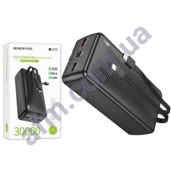 Зовнішній акумулятор (Power Bank) Borofone BJ57B 22.5+PD20W + кабели iP/ C (30000 mAh) чорний