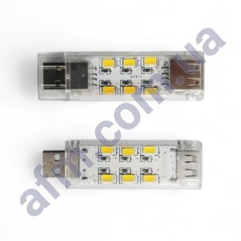 USB LED светильник прозорий двосторонній 6+6 светодиодов 4W