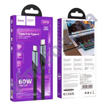 USB кабель Hoco U119 Type-C - Type-C 60W (1200mm) чорний