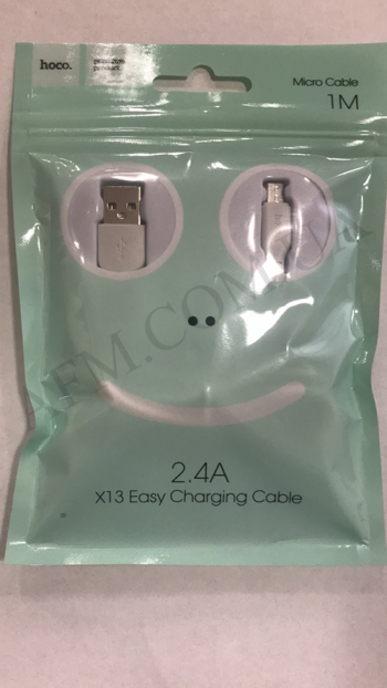 USB кабель Hoco X13 Easy Micro USB 2, 4A (1000mm) білий