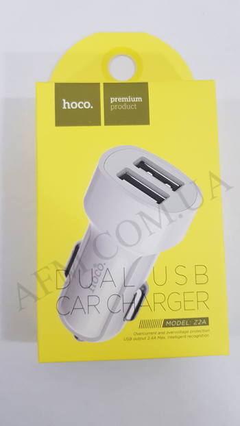 АЗУ блок Hoco Z2A (2USB/ 2.4A) белый