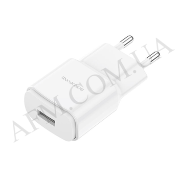 СЗУ блок Borofone BA48A (1USB/ 2.1A) + кабель Type-C белый