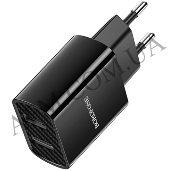 СЗУ блок Borofone BA53A (2USB/ 2.1A) + кабель Type-C чёрный