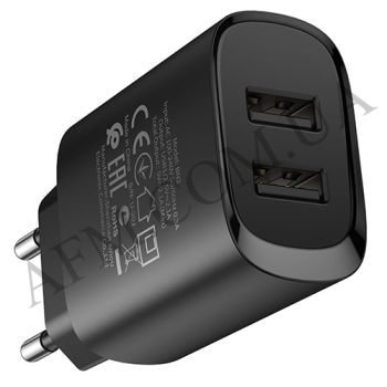 СЗУ блок Borofone BN2 (2USB/ 2.1A) + кабель Micro USB чёрный