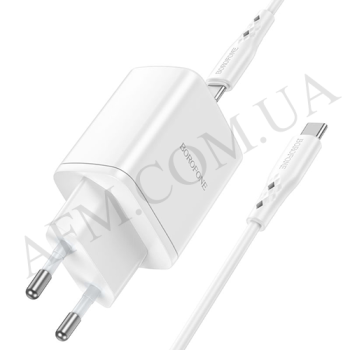 СЗУ блок Borofone BN9 PD35W (2 Type-C) + кабель Type-C - Type-C белый