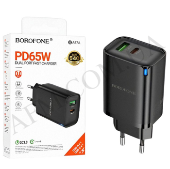 СЗУ блок Borofone BA87A PD65W+QC3.0 чорний